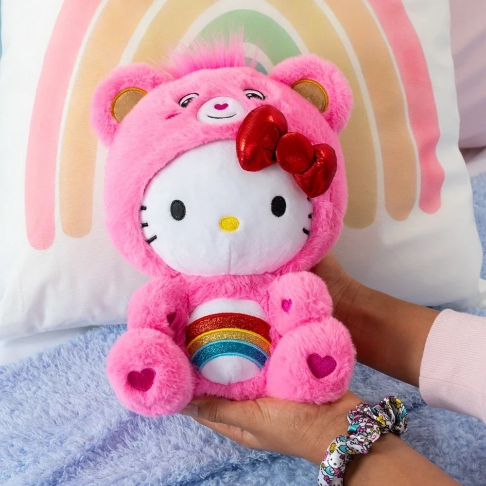 Hello Kitty Loves Cheer Bear 10" Collectible Care Bears Plush NEW